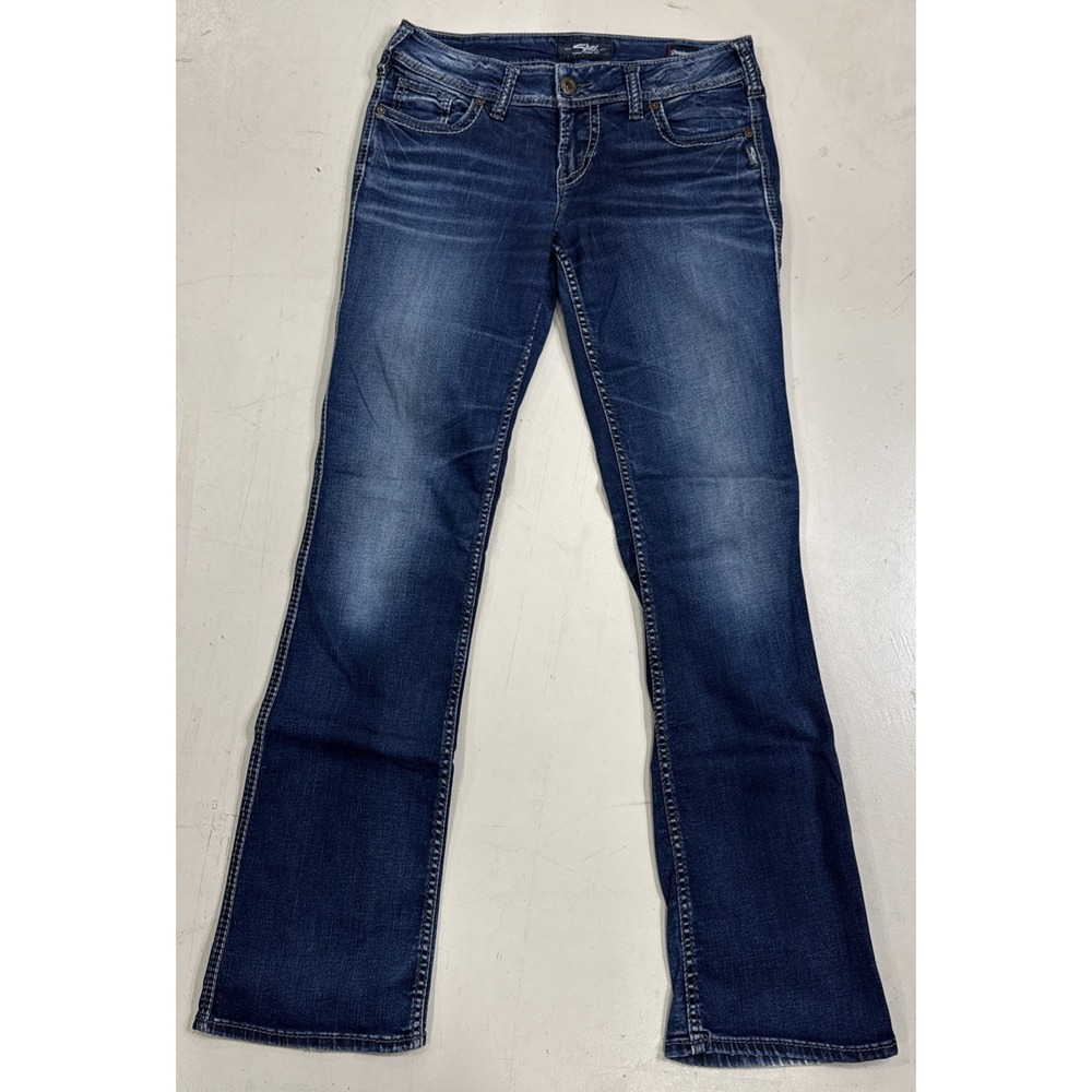 Silver Jeans Suki Womens 30x33 Dark Wash Mid Boot Designer Stretch Jeans